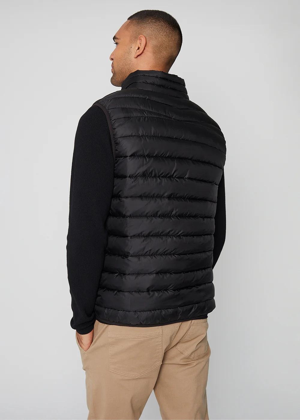Threadbare Black Federal Matte Finish Padded Funnel Neck Gilet - S Image 2