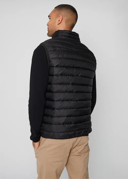 Threadbare Black Federal Matte Finish Padded Funnel Neck Gilet - S Image 2