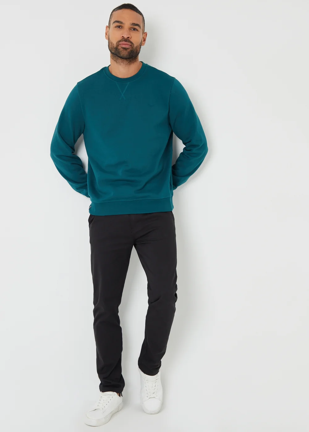 Threadbare Dark Green Cotton Blend Satsuma Crew Neck Sweatshirt - L Image 4