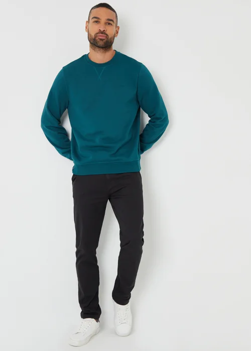 Threadbare Dark Green Cotton Blend Satsuma Crew Neck Sweatshirt - L Image 4