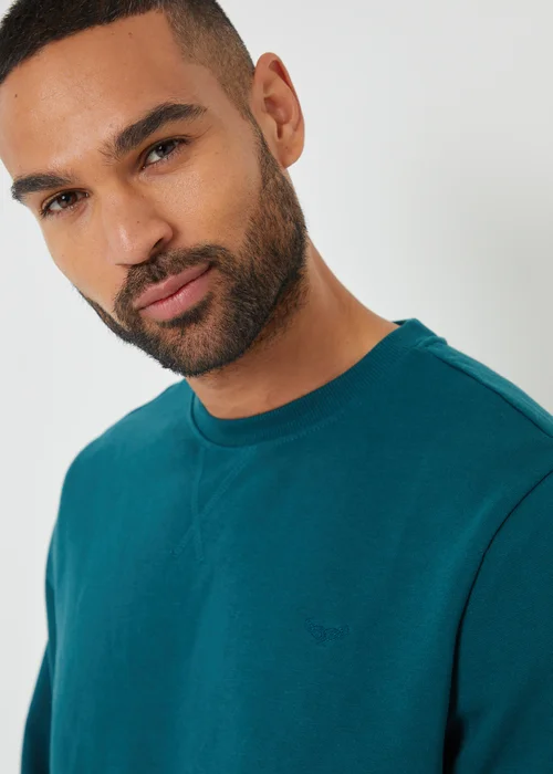Threadbare Dark Green Cotton Blend Satsuma Crew Neck Sweatshirt - L Image 3