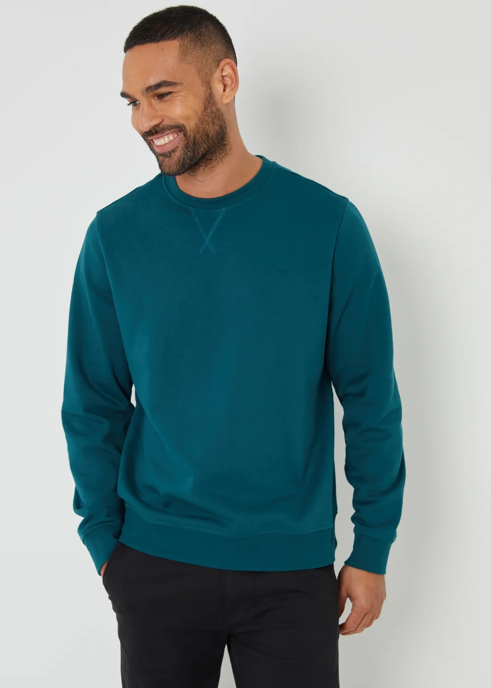 Threadbare Dark Green Cotton Blend Satsuma Crew Neck Sweatshirt - L Image 1