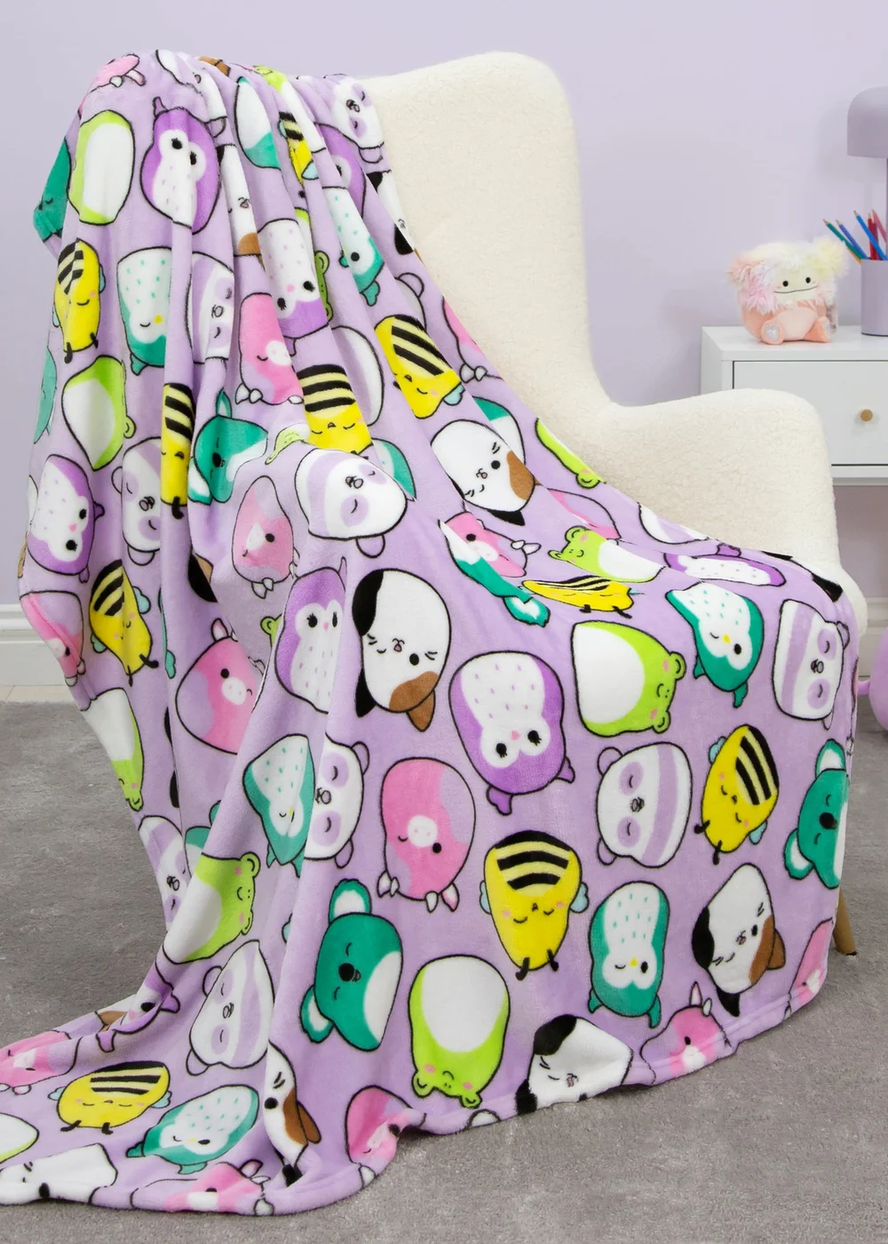 Squishmallows Purple Playful Fleece Colorful Throw - One Size Image 1