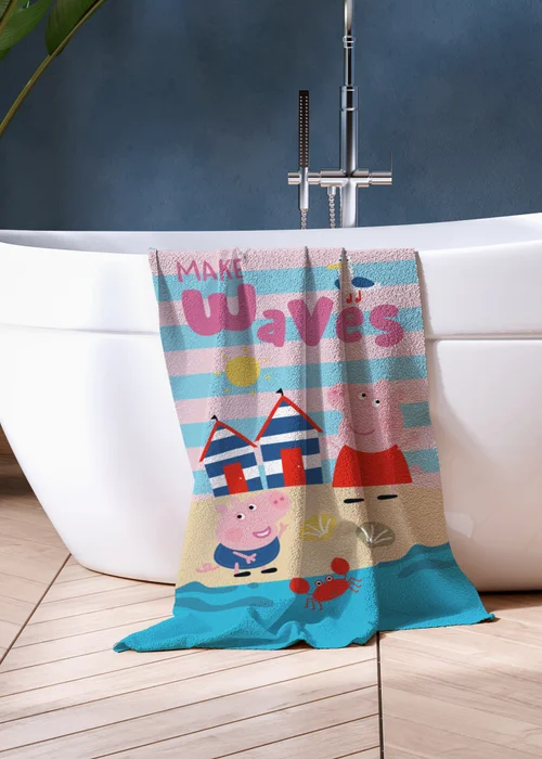 Peppa Pig Blue Waves Beach Pool Towel - One Size Image 1