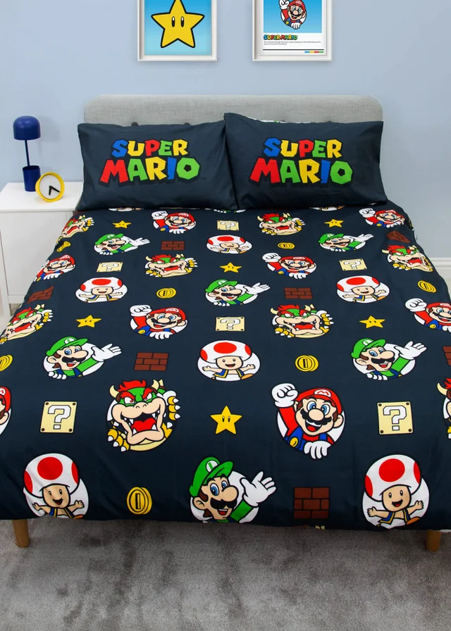 Super Mario Black Duvet Cover Set