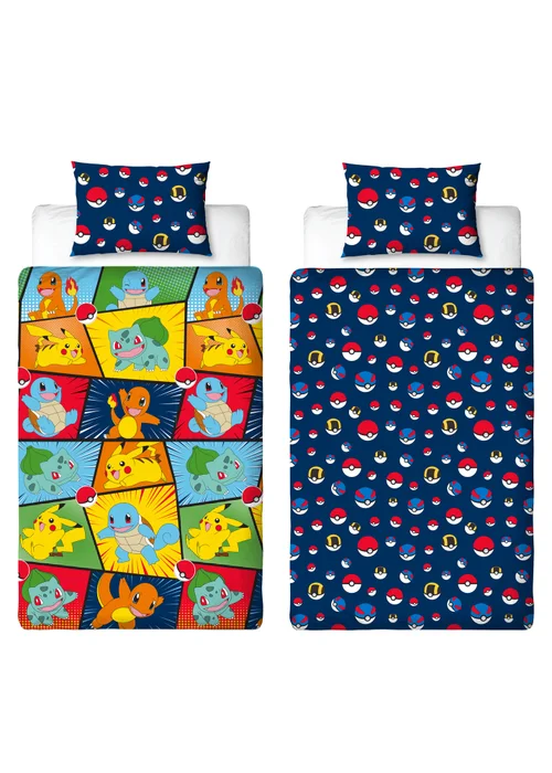 Pokemon Blue Retro Brushed Microfibre Duvet Cover Set - Single Image 5