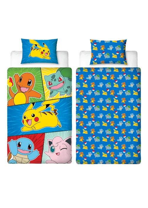 Pokemon Blue Retro Polycotton Duvet Cover Set - Single Image 5