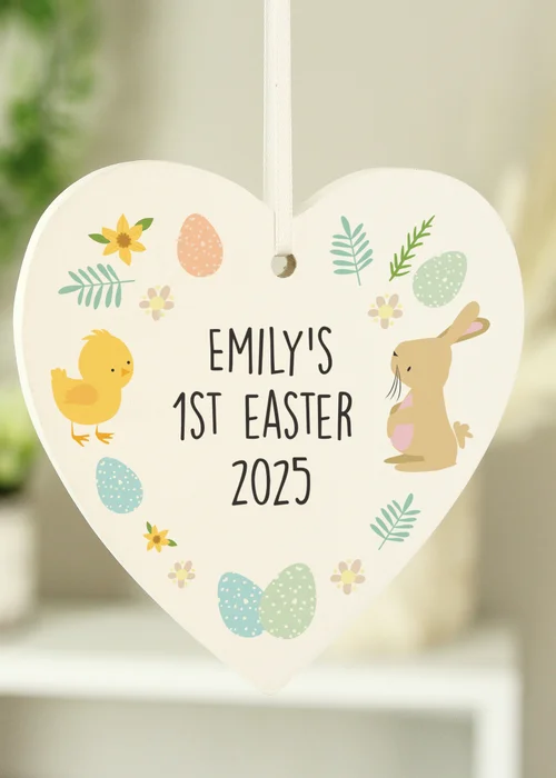 Personalised Memento Company White First Easter Heart Tree Decoration - One Size Image 2