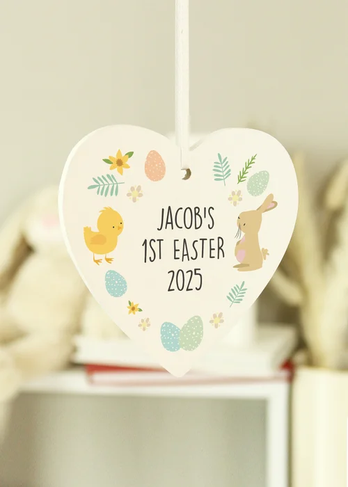 Personalised Memento Company White First Easter Heart Tree Decoration - One Size Image 3