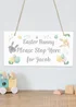Personalised Momento Company White Easter Bunny Stop Here Wooden Sign - One Size Image 2