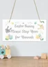Personalised Momento Company White Easter Bunny Stop Here Wooden Sign - One Size Image 3