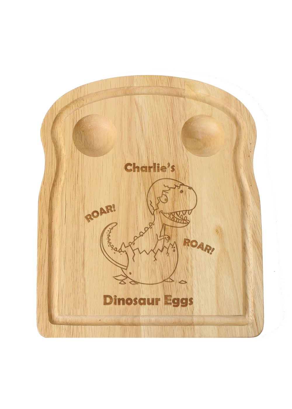 Personalised Memento Company Light Brown Dinosaur Egg & Toast Board - One Size Image 1