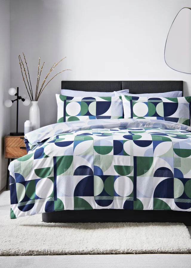 Blue Geometric Duvet Set