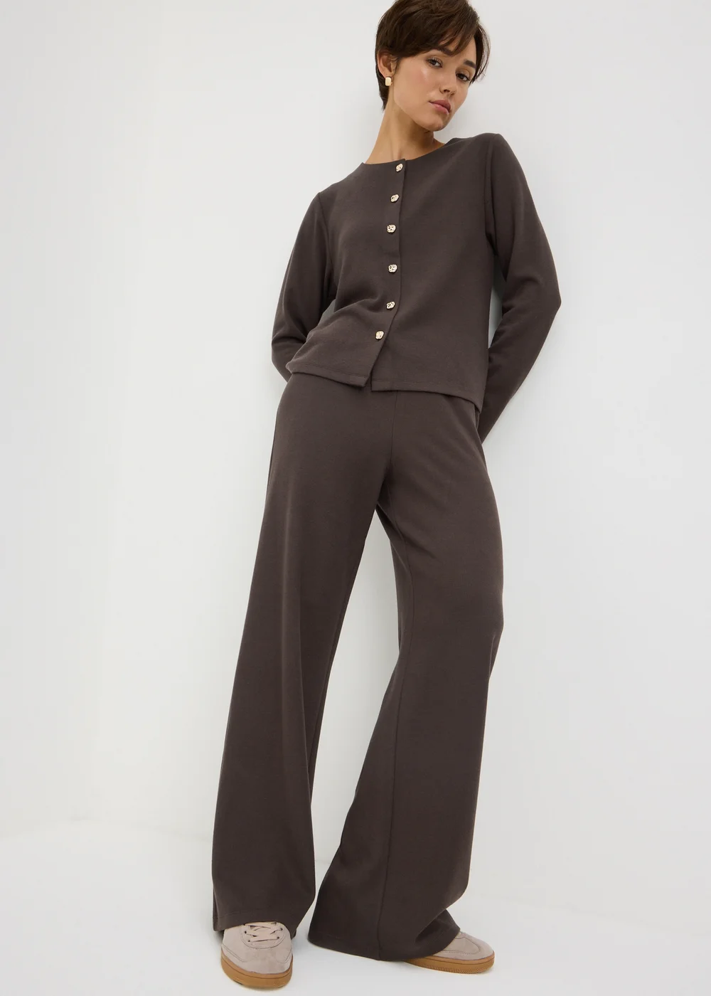 Chocolate Brown Co Ord Trousers - 26/L29 Image 1
