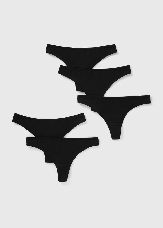 5 Pack Black Thongs