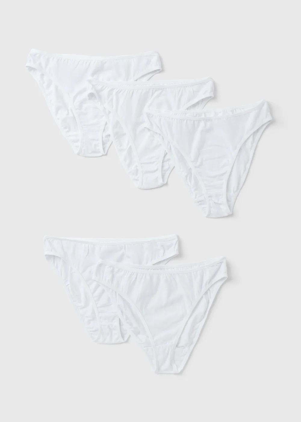 5 Pack White High Leg Knickers - 10 Image 1