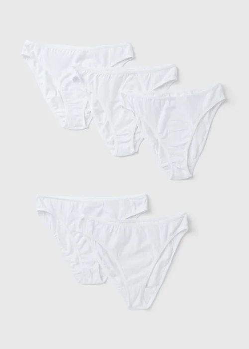 5 Pack White High Leg Knickers - 10 Image 1