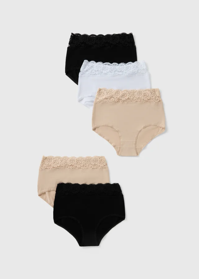 5 Pack Multicolour Lace Trim Full Knickers