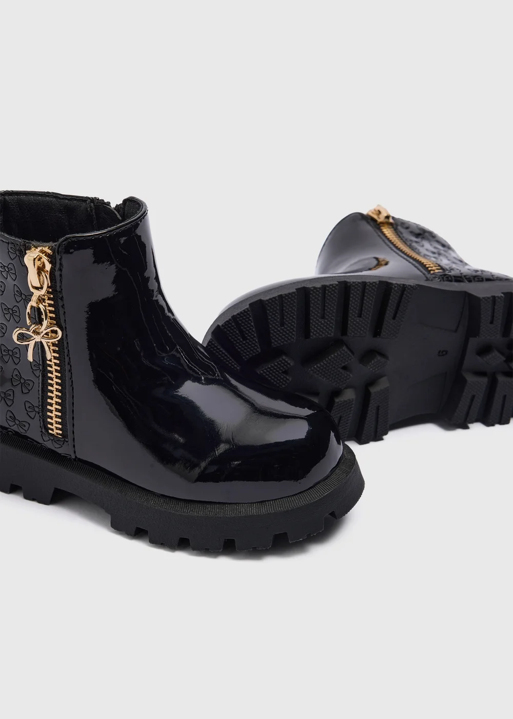 Girls Black Quilted Boots (Infant 4-12) - 6 Infant Image 2