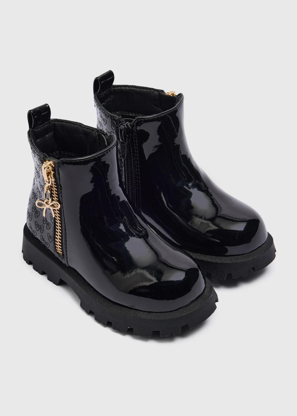 Girls Black Quilted Boots (Infant 4-12) - 6 Infant Image 1