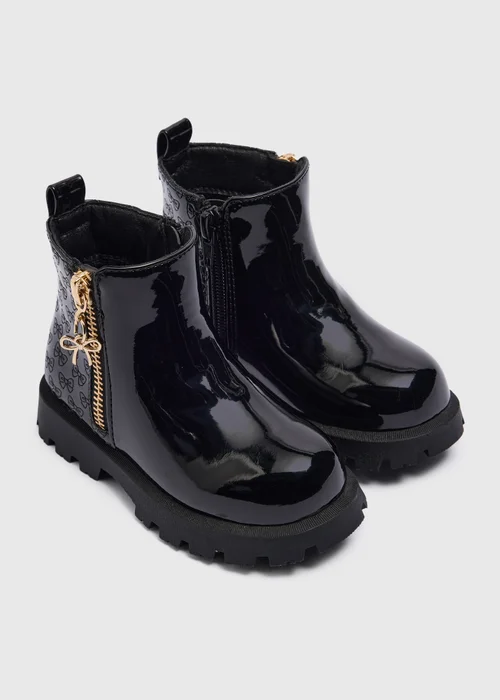 Girls Black Quilted Boots (Infant 4-12) - 6 Infant Image 1