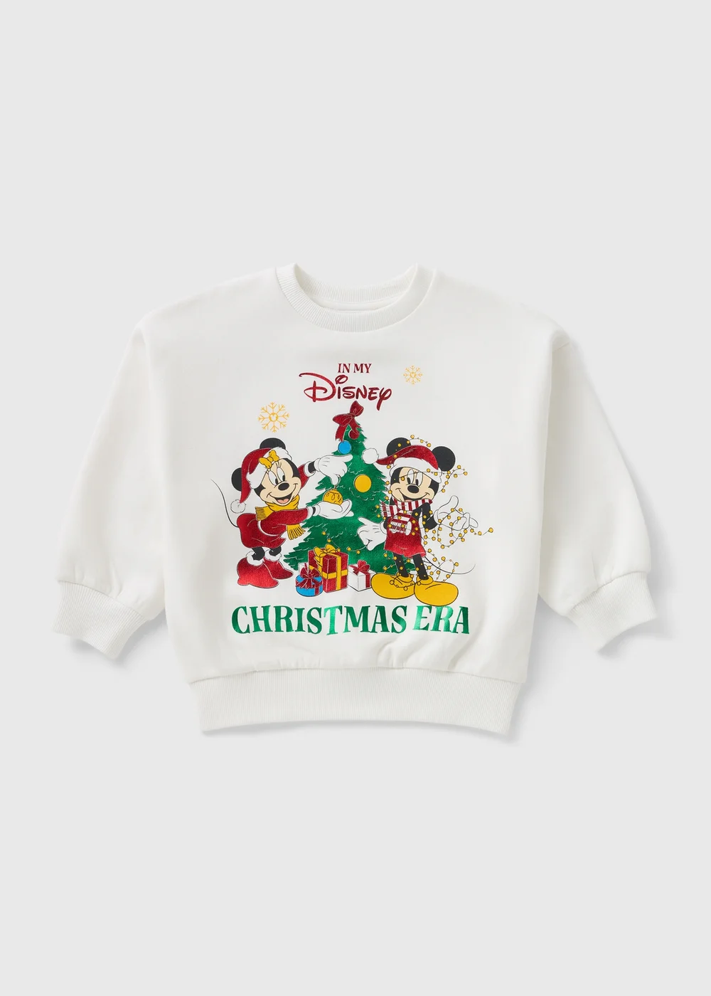 Disney Kids Cream Minnie & Mickey Mouse Christmas Sweatshirt (1-13yrs) - 1-1.5 Yrs Image 1