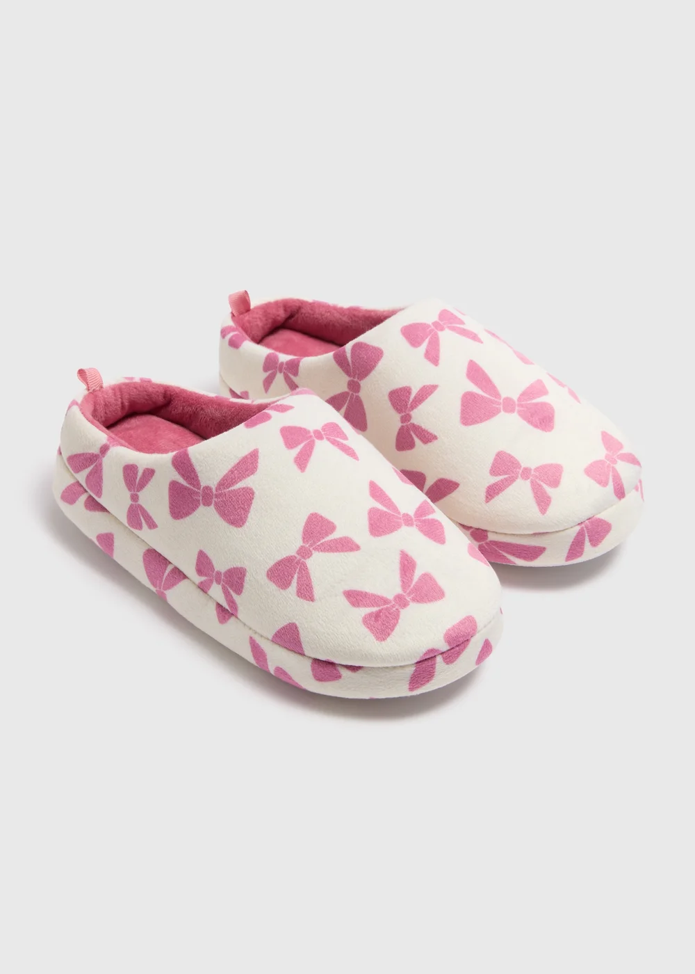 Girls Cream Bow Mule Slippers (Younger 10-Older 5) - 2 Image 1
