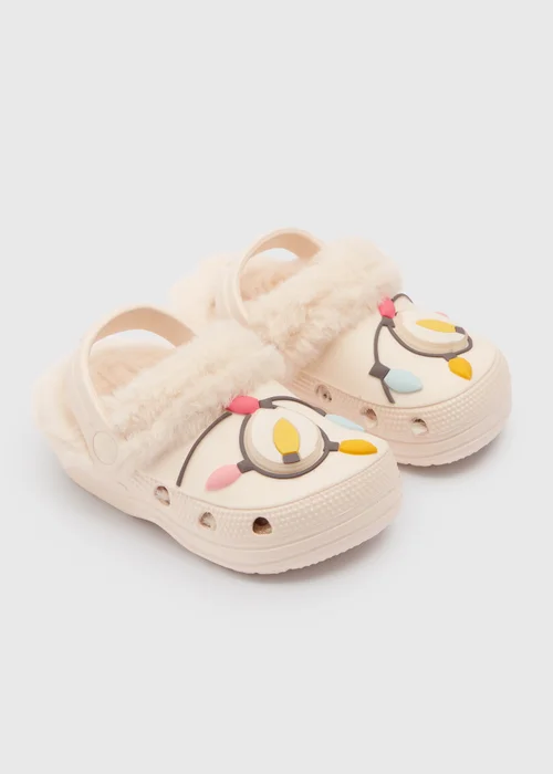 Girls Beige Fairy Lights Warm Lined Clogs (Younger 4/5-Older 5/6) - Size 1 - 2 Image 1