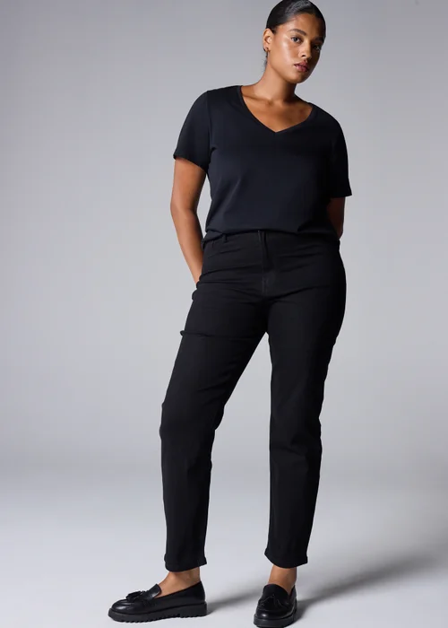 Black Mid Rise Straight Leg Jeans - 8/L29 Image 1