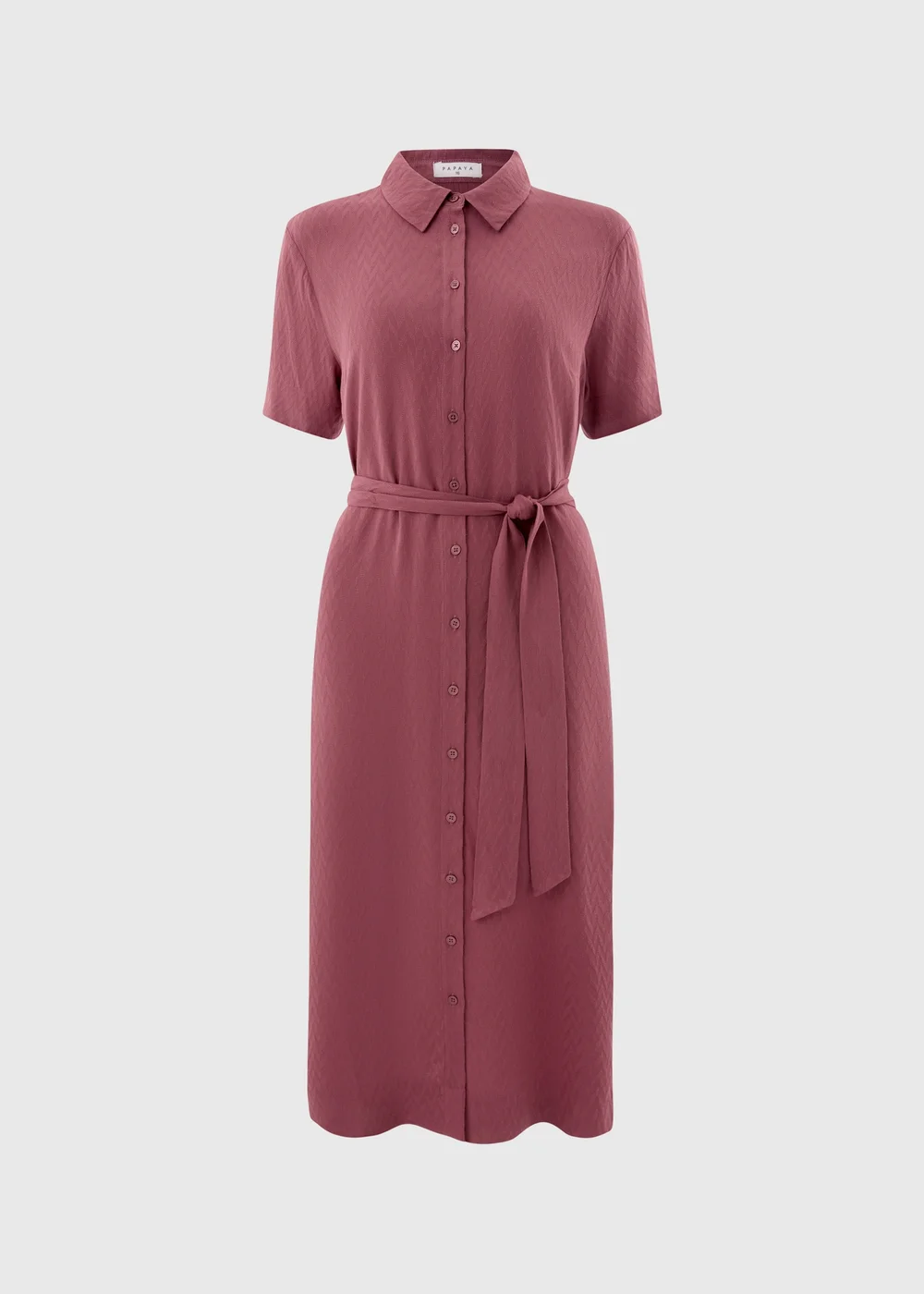 Raspberry Zig Zag Texture Shirt Midi Dress - 8 Image 4