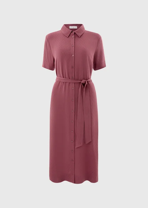 Raspberry Zig Zag Texture Shirt Midi Dress - 8 Image 4