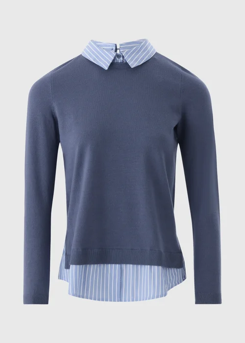 Et Vous Blue 2 In 1 Knitted Jumper & Shirt - 12 Image 4