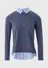 Et Vous Blue 2 In 1 Knitted Jumper & Shirt - 12 Image 4