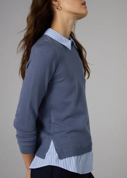 Et Vous Blue 2 In 1 Knitted Jumper & Shirt - 12 Image 2