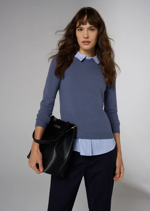 Et Vous Blue 2 In 1 Knitted Jumper & Shirt - 12 Image 1