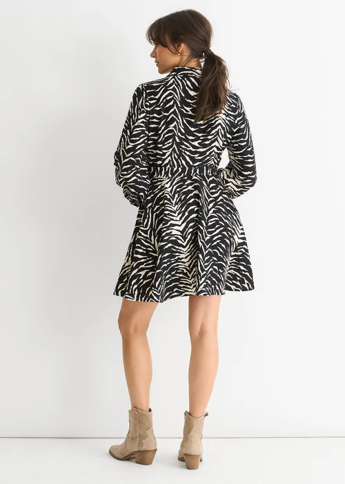 Gini London Black/ Gold Zebra Belted Shirt Dress - 8 Image 2