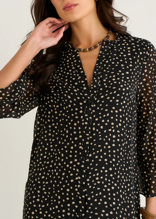 Gini London Black Animal Spot Shirt Mini Dress - 8 Image 3