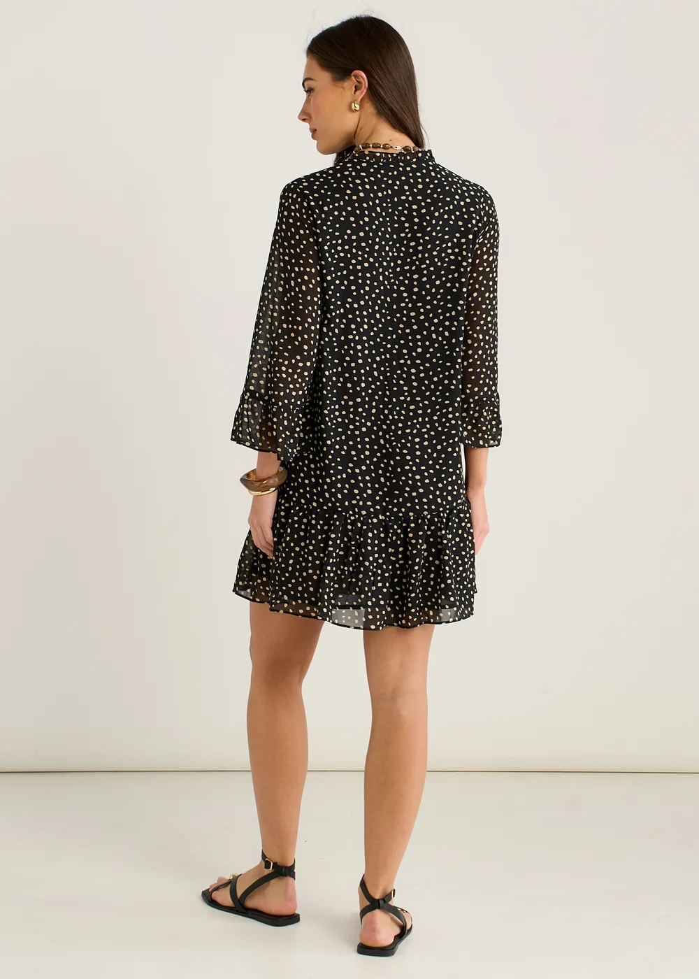 Gini London Black Animal Spot Shirt Mini Dress - 8 Image 2