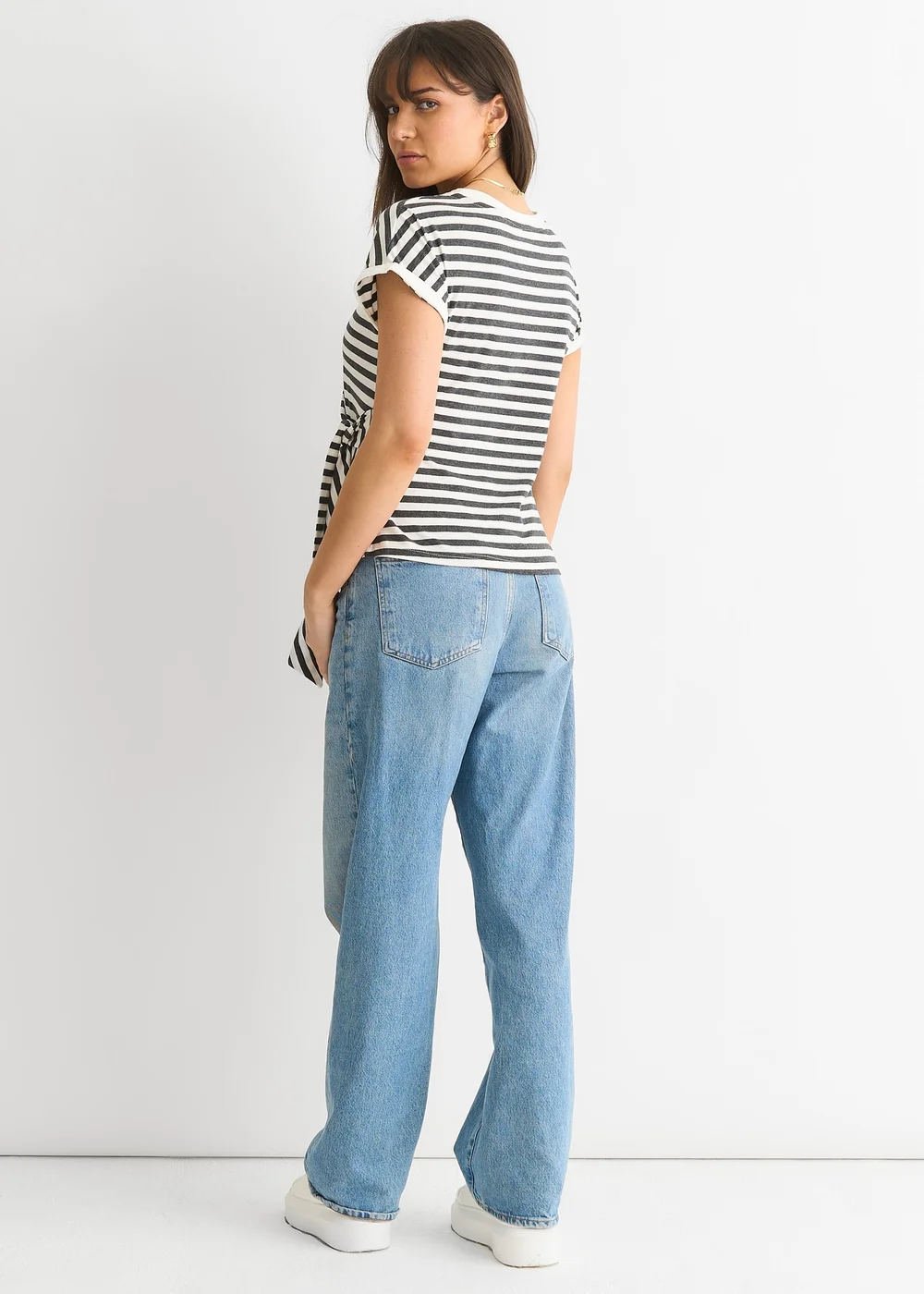 Gini London Grey Stretch Stripe Top - 10 Image 2