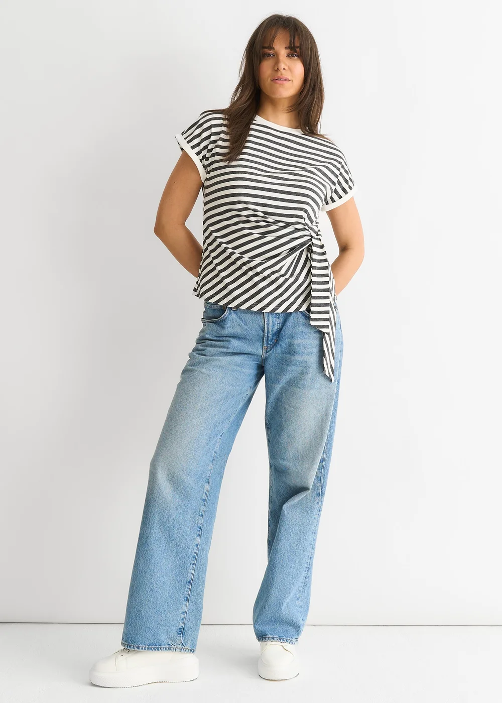 Gini London Grey Stretch Stripe Top - 10 Image 1