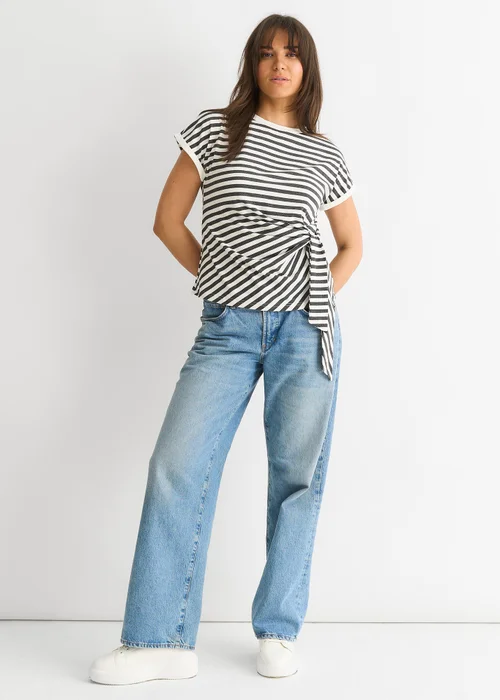 Gini London Grey Stretch Stripe Top - 10 Image 1