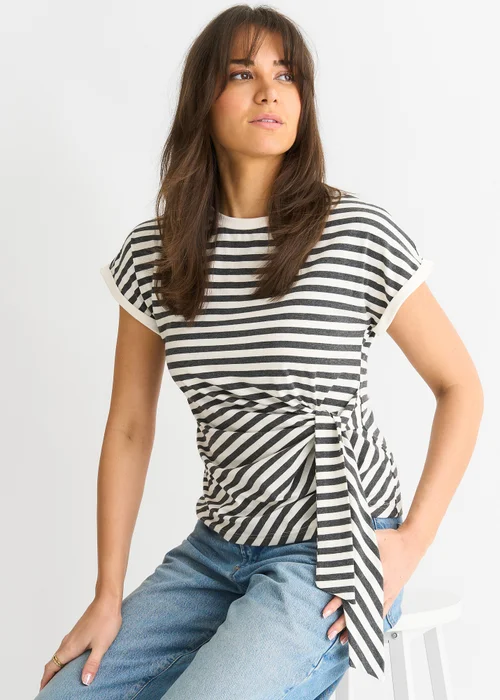 Gini London Grey Stretch Stripe Top - 10 Image 4
