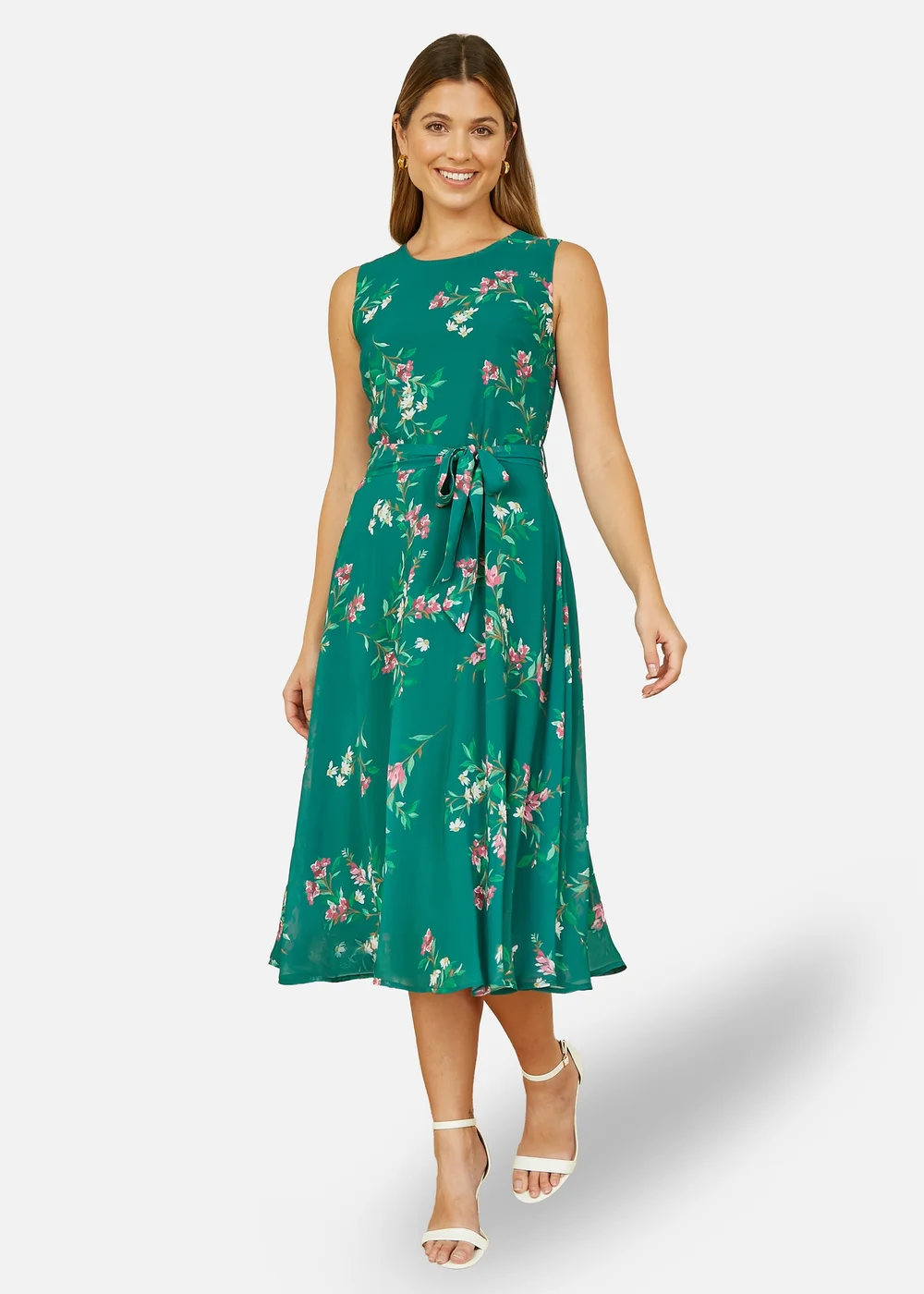 Yumi Green Daisy Print Skater Dress - 8 Image 2