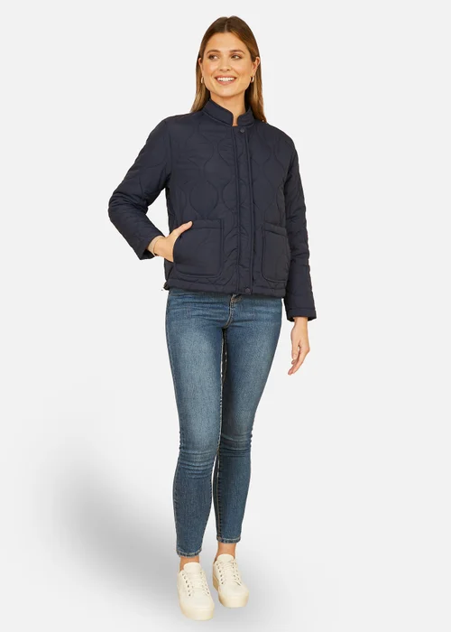 Yumi Navy Quilted Short Jacket - 8 Image 2