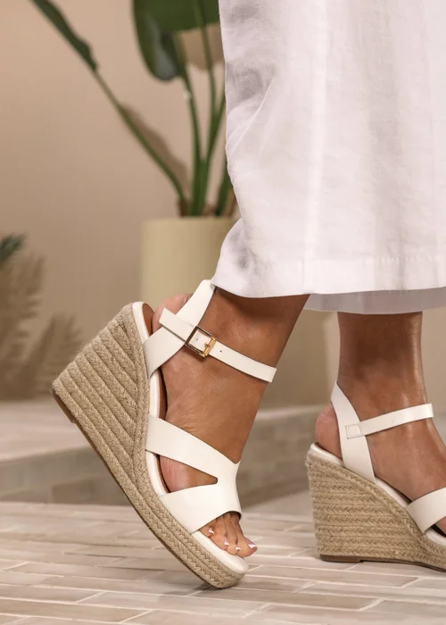 Where's That From White PU Sansa Wedge Shoes - 5 Image 5