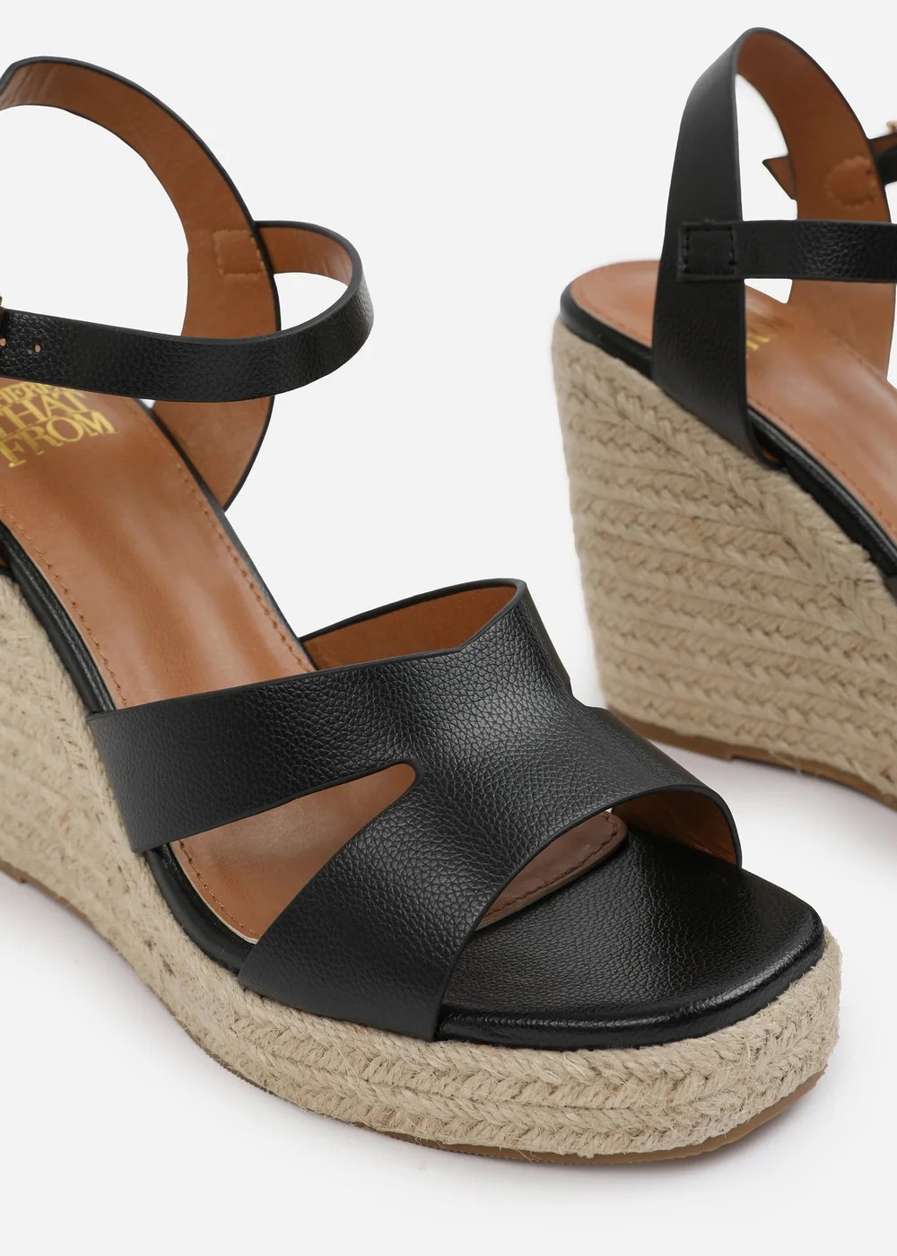 Where's That From Black-PU Wide-Fit Black PU Sansa Wedge Shoes - 6 Image 4