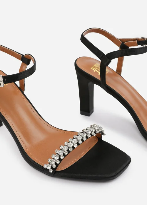 Where's That From Black Satin Nala Strappy Block Heel - 3 Image 4