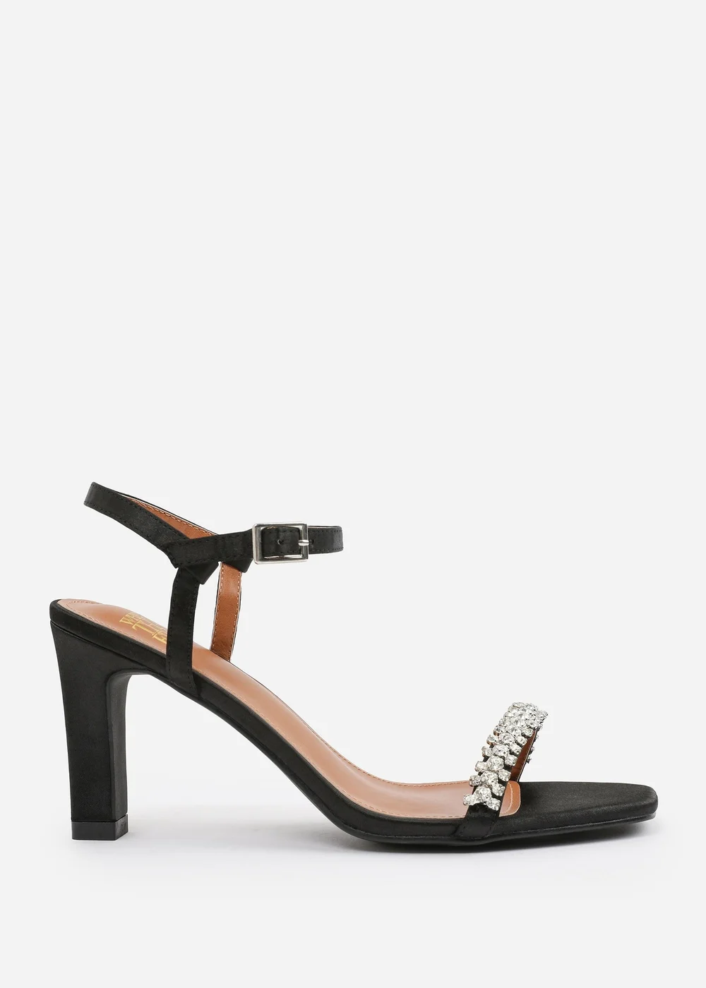 Where's That From Black Satin Nala Strappy Block Heel - 3 Image 2