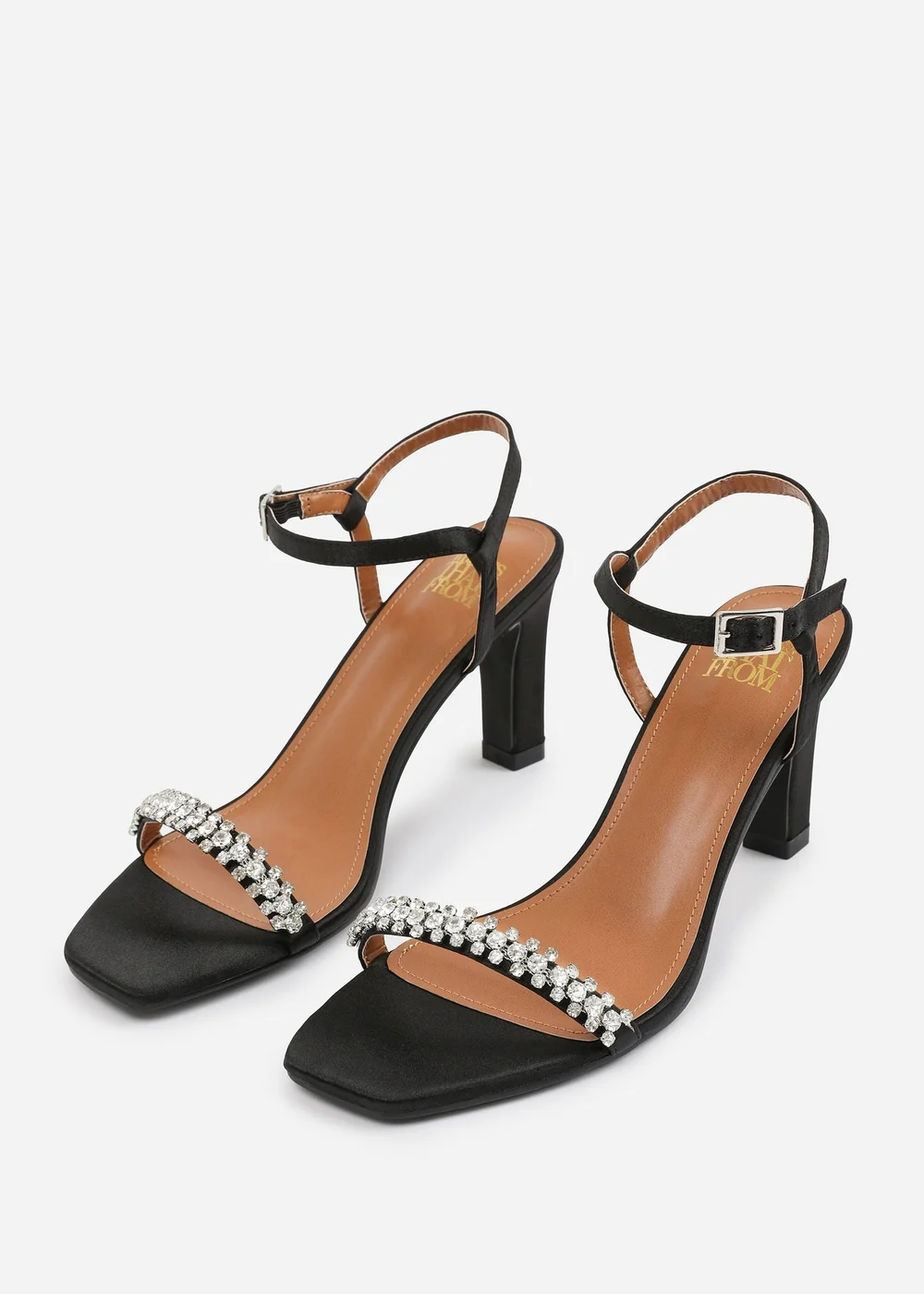 Where's That From Black Satin Nala Strappy Block Heel - 3 Image 3