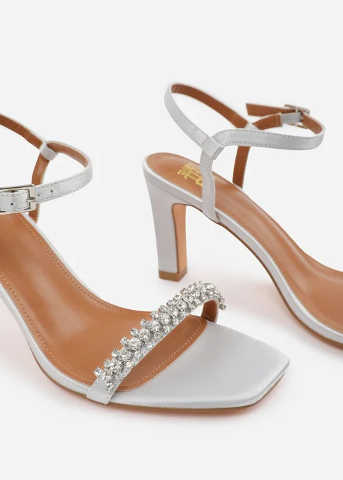 Where's That From Silver Satin Nala Strappy Block Heel - 3 Image 4